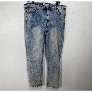 Stitches & Rivets Mens Acid Wash Blue Jeans 36x30 Deep Pockets Country Comfort